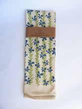Load image into Gallery viewer, Floral Kitchen Towel,  Handprinted Towel, Floral Vine: Pink and Green Vines on Natural
