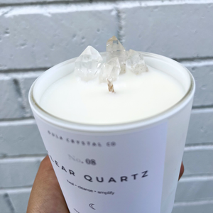 Clear Quartz Crystal Candle · Crystal Infused · 8oz