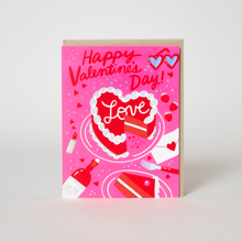 Load image into Gallery viewer, Valentine's Day Cake Holo Foil Greeting Card by Hello!Lucky: Paper tab
