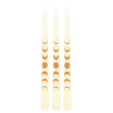 Load image into Gallery viewer, Set of 3 Off White Moon Phases Taper Dinner Candles
