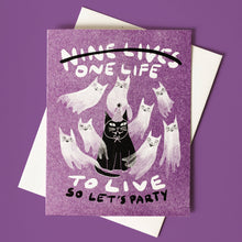 Load image into Gallery viewer, Nine Lives/One Life - Risograph Birthday Card
