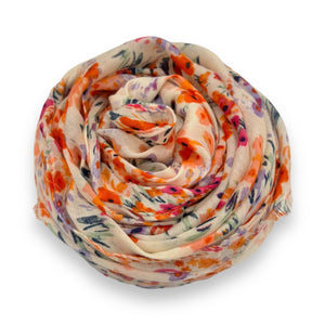 Summer colour Mimosa flower prints on medium weight scarf