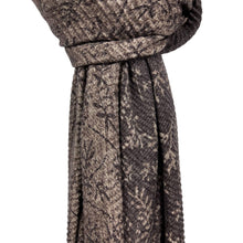 Load image into Gallery viewer, Pleated mini leaves print of super soft winter scarf: Grey

