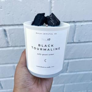 Black Tourmaline Candle · Crystal Infused · 8oz · Wholesale