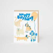 Load image into Gallery viewer, Egg Press Manufacturing - Birthday Dog &amp; Cat Party Letterpress Greeting Card by Egg Press: Paper tab
