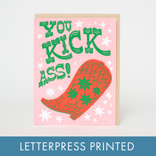 Load image into Gallery viewer, Kick Ass Cowboy Boot Letterpress Greeting Card by Hello!Lucky
