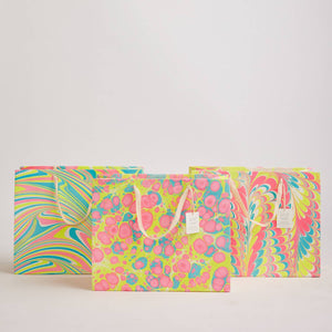 Paper Mirchi - Hand Marbled Gift Bags (Large) - Neon