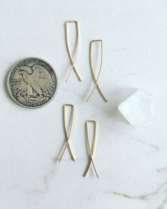 Twist Earrings Modern Minimalist Threaders in Gold, Silver or Rose Gold