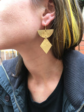 Load image into Gallery viewer, Thunderbird Earrings Forged Brass Geometric Dangle
