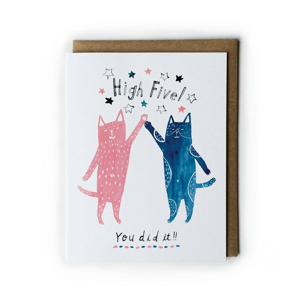 Cat High Five You Did It Greeting Card