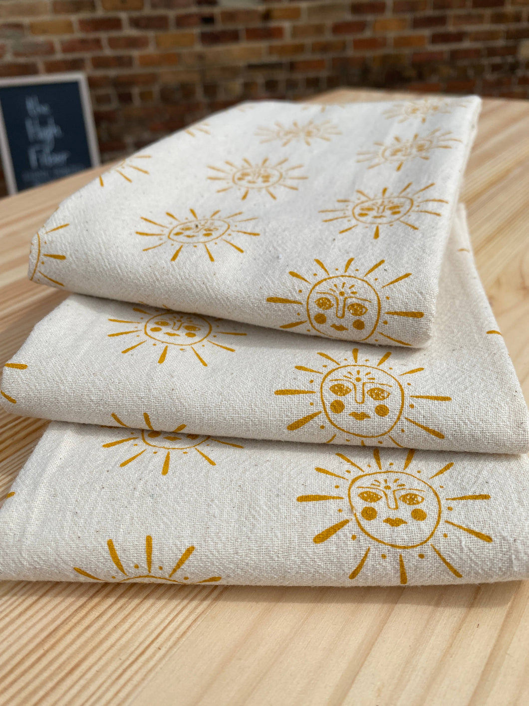 *New* Kitchen Towel, Suns, Handprinted Kitchen Towel