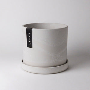 7" & 4" Signature Planters & Saucer | Earth Tones: White Stone / 7" Only