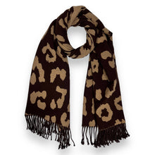 Load image into Gallery viewer, Leopard print on cashmere blend scarf finished with tassels
