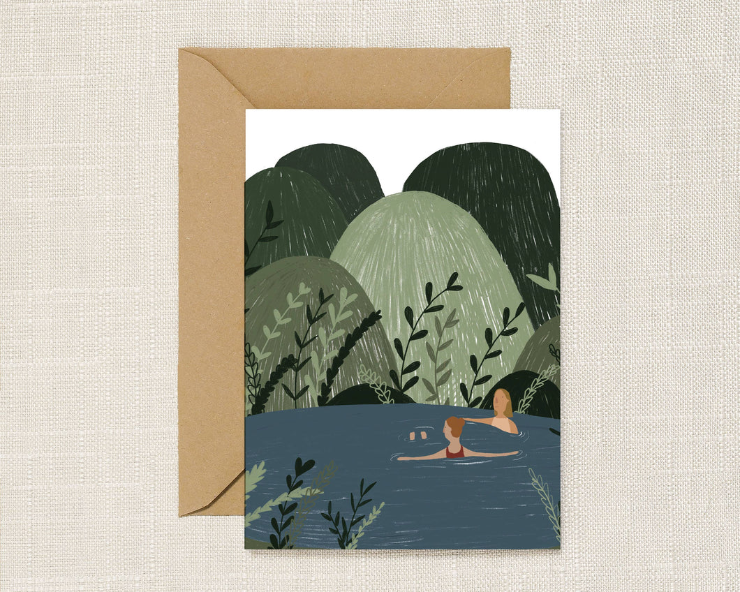 Wild Swimming In the Hills Greeting Card