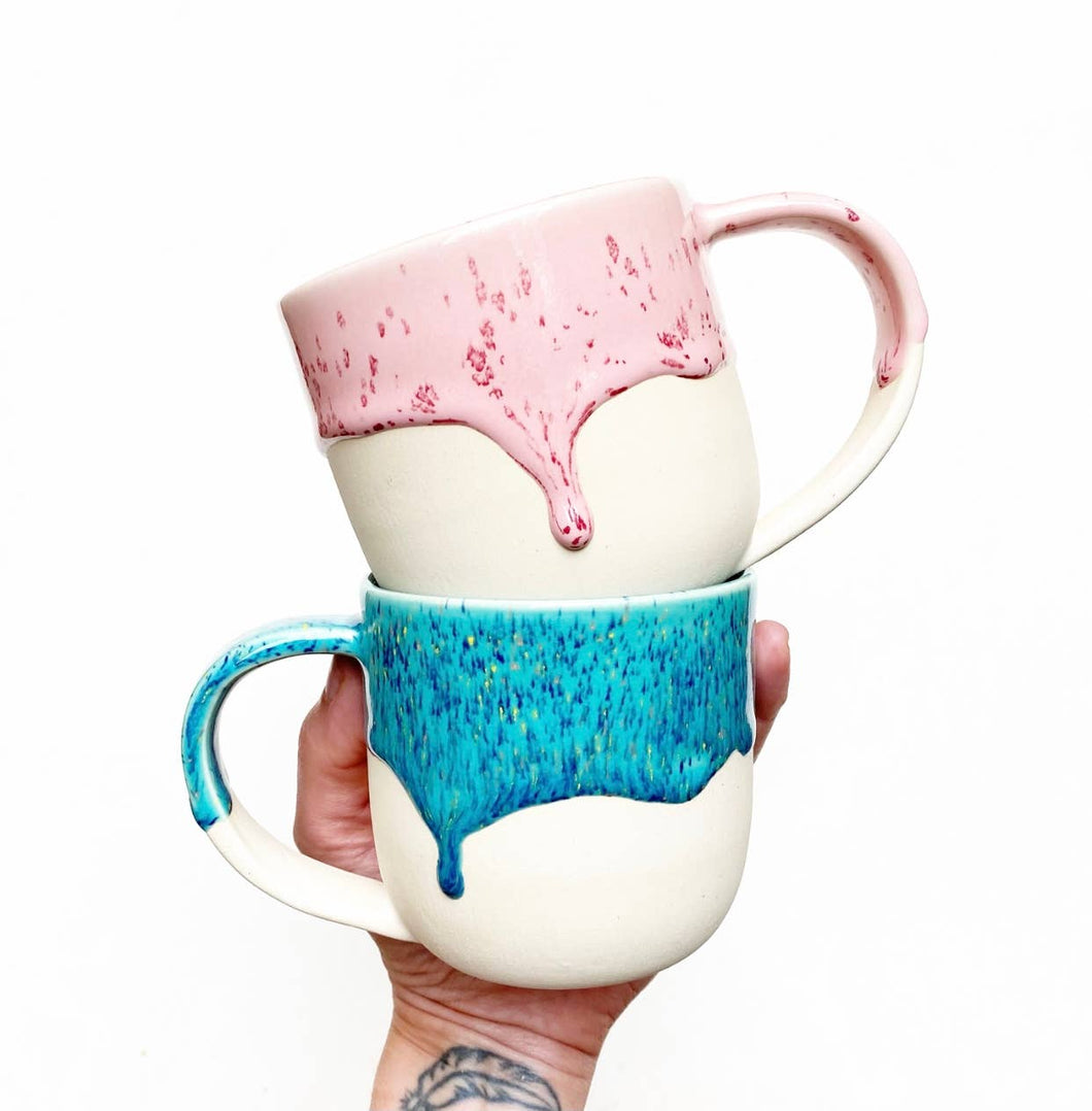 White Stoneware Mug - Speckled Jade