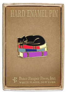 Cat with Books Hard Enamel Pin