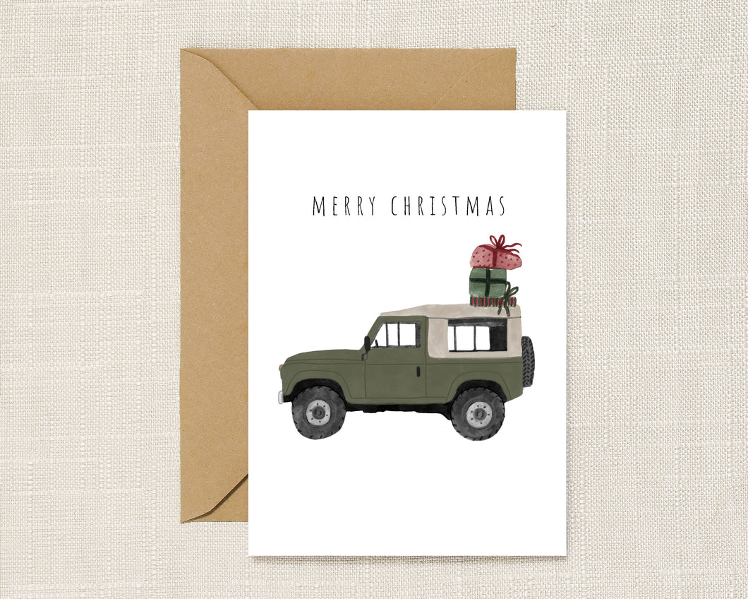 Green Land Rover Christmas Card