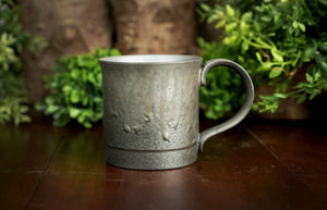 Silver Ceramic Mug with Bronze Drip Glaze