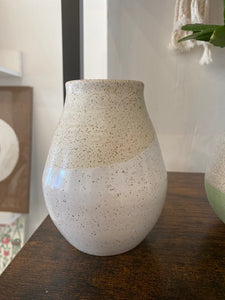 Round Belly Cream and Natural Ceramic Vase