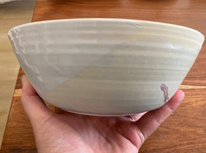 SALE - Beige and Cream Ceramic Bowl with Plum Drips