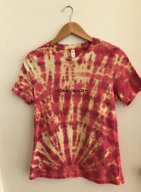 Reds and Yellows Hand Tie-Dyed Oakland Tee