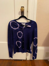 Load image into Gallery viewer, Vintage Plush Blue Cardigan Upcycled and hand dyed
