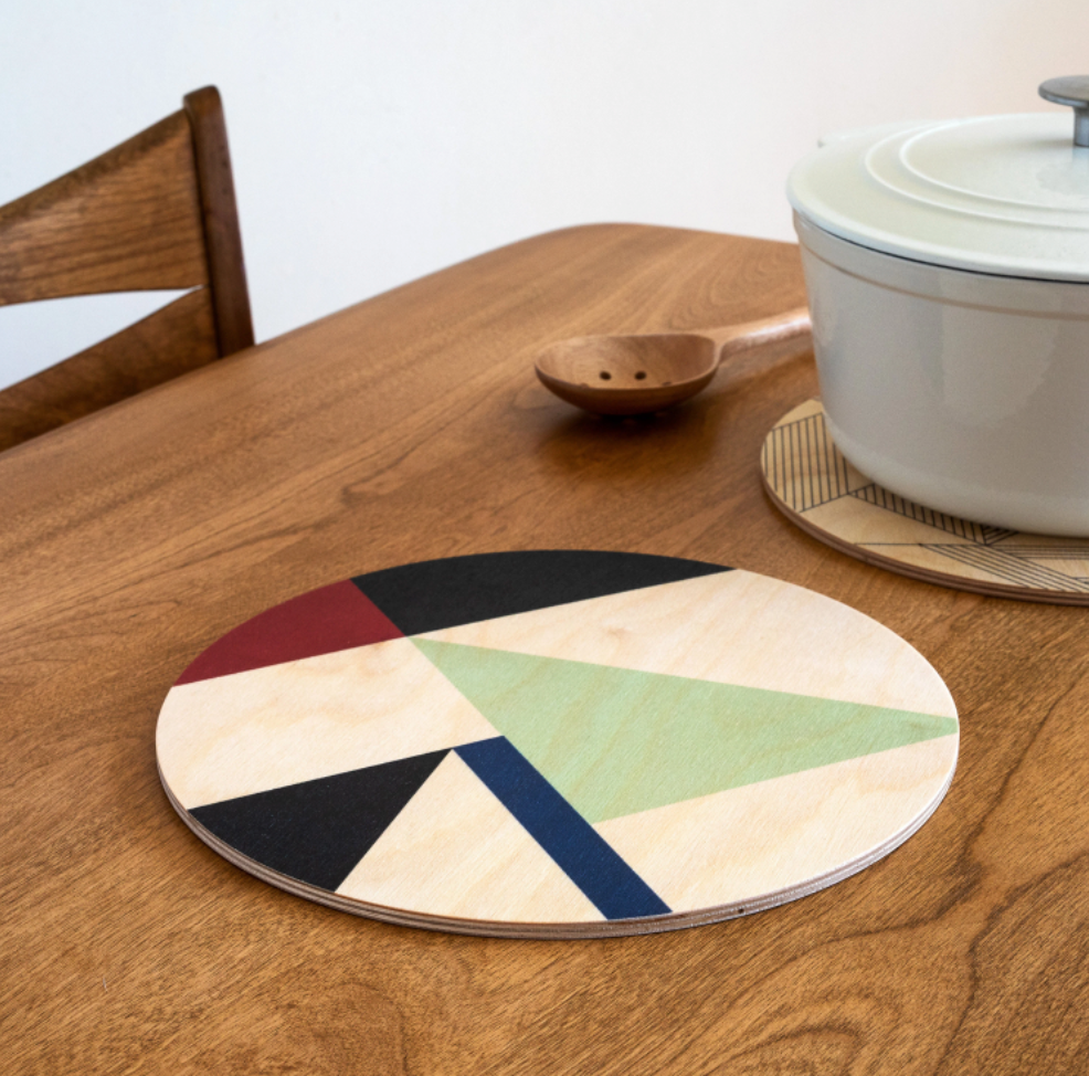 Mod Wood Trivet Centerpiece Desk Coaster