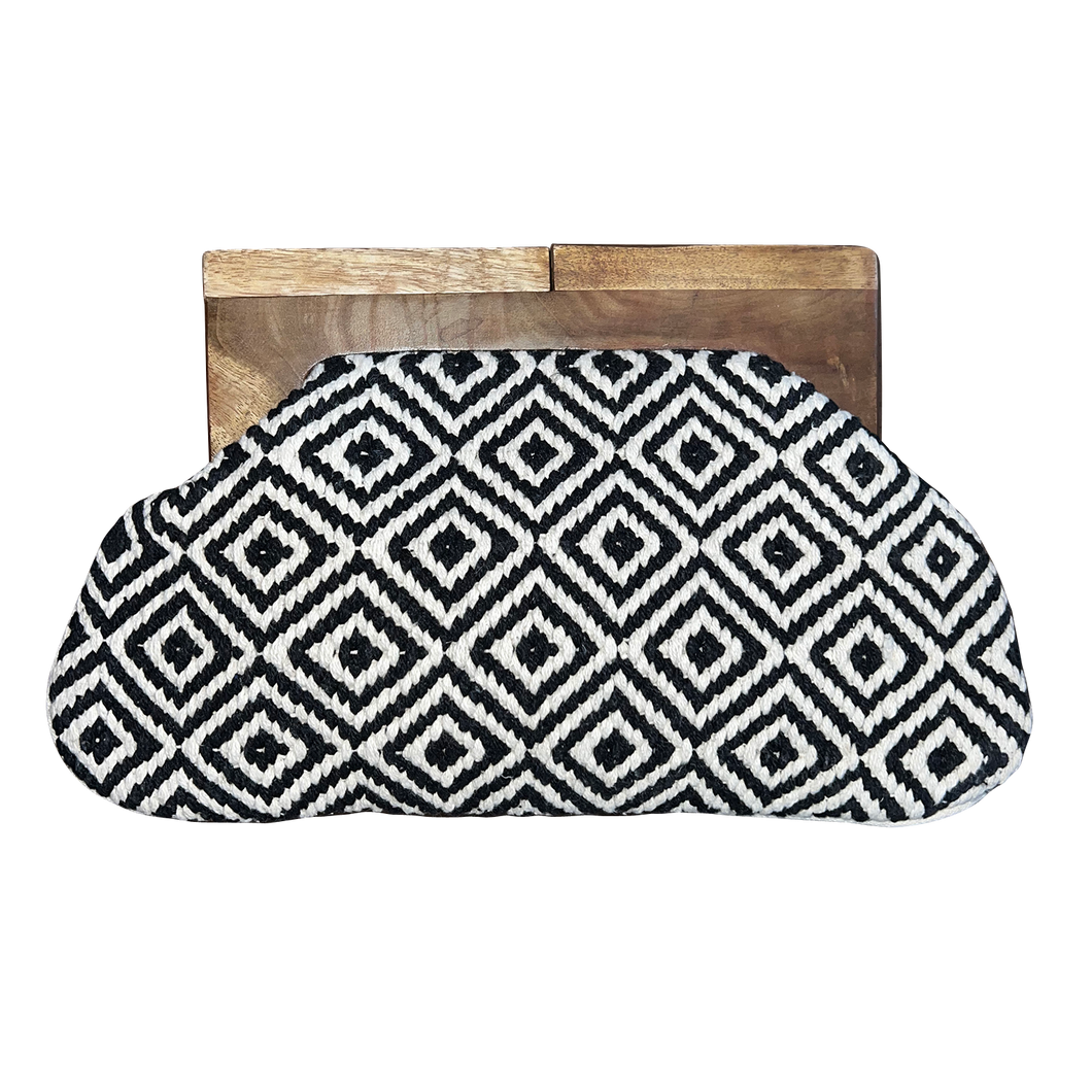 Tapestry Clutch with Wooden Handle (DR9689)