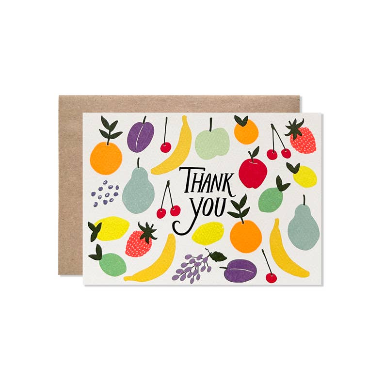 Thank You Neon Fruit Card Set Of 8