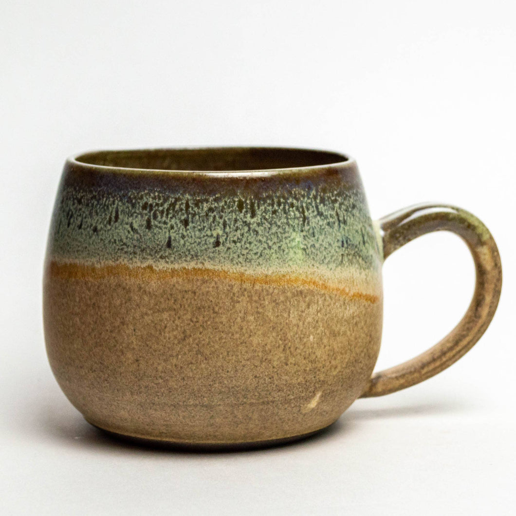Green Hand-thrown Chocolate Clay Stoneware Ceramic 16oz Mug