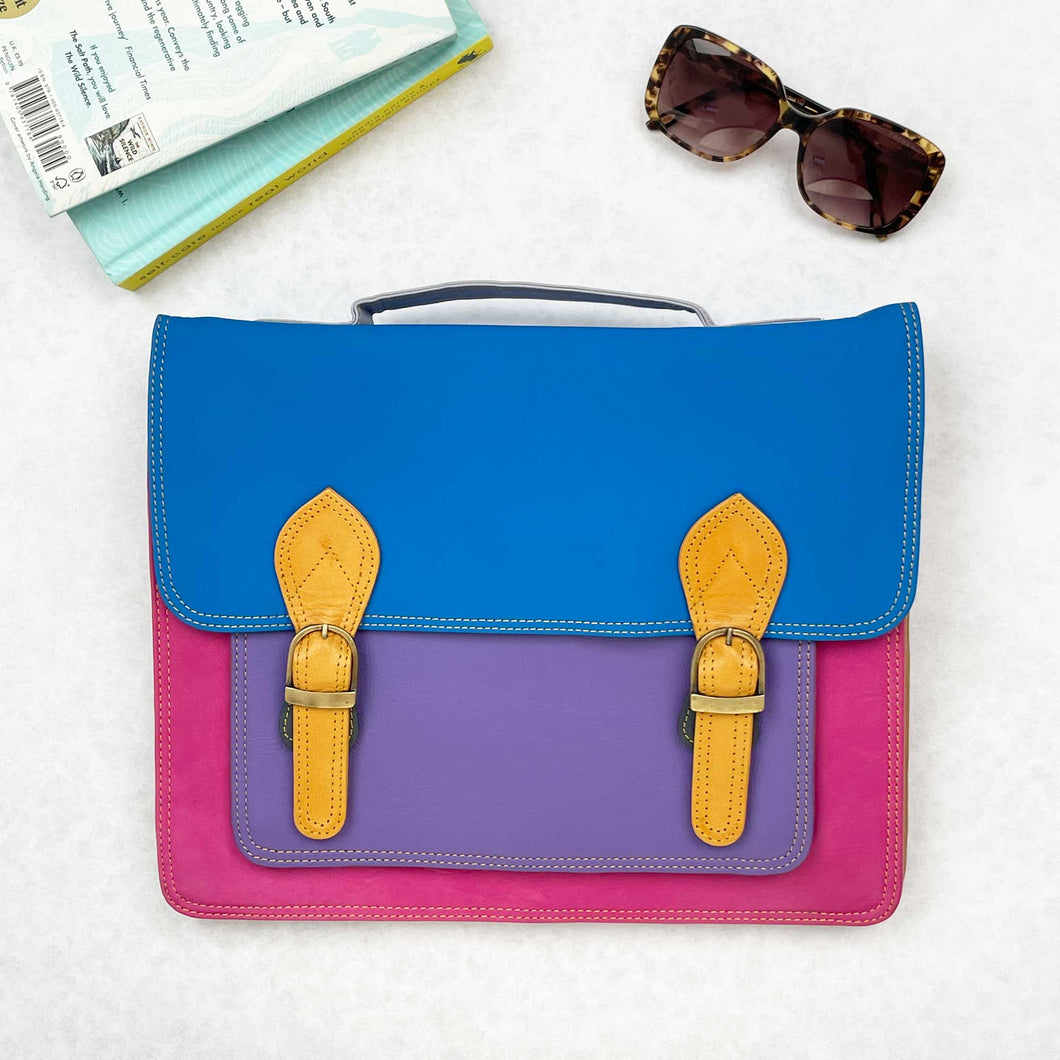 Multicoloured Recycled Leather Satchel