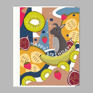 Bunny Fruit Birthday Card