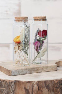 Dried flowers in Corked Glass